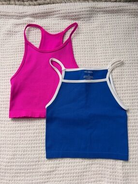 Ribbed Tank Tops - Hot Pink & Royal Blue (2-Pack) xs